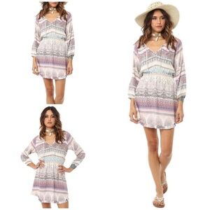 O'NEILL Galena Print Boho 3/4 Sleeves Dress M​​​​​